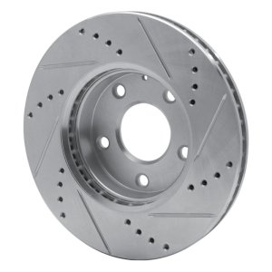 Mazda CX-3 Brake Rotor (1) - Front Left - R1 Concepts - Drilled & Slotted - Silver - `14-`24